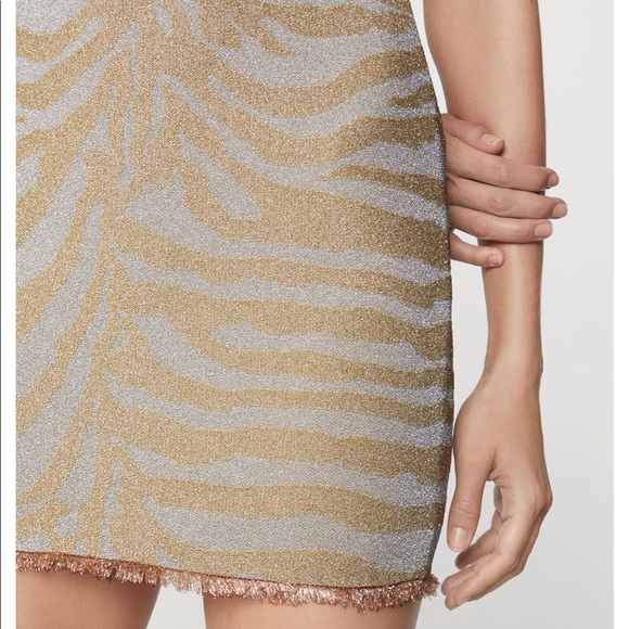 Herve Leger Metallic Anima Print Fringe Dress NWT - Picture 5 of 5